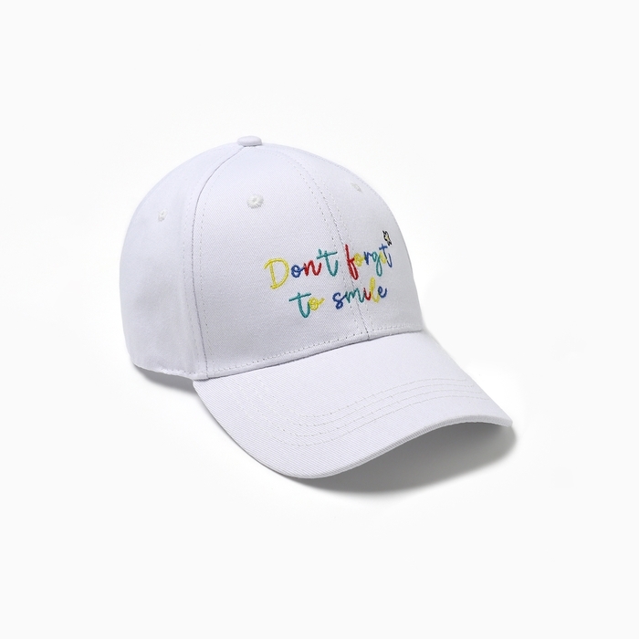 Кепка женская с вышивкой MIST Smile, белый, р. 56-58 Кепка женская с вышивкой MIST Smile, белый, р. 56-58