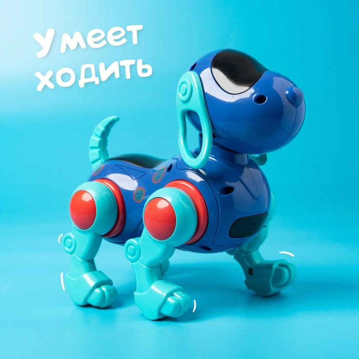 Робот-собака IQ DOG, световые и звуковые эффекты, русские песенки, работает от батареек, цвет синий Робот-собака IQ DOG, световые и звуковые эффекты, русские песенки, работает от батареек, цвет синий