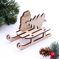 Новый год. Сувенир символ года санки "Змея с ёлочкой", вид 3, 10,5 х 4,7 х 7,8 см