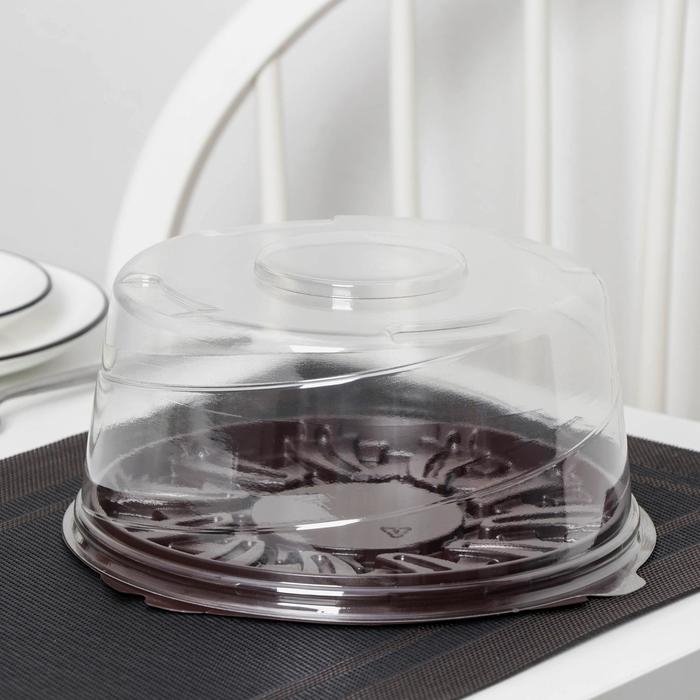 Тортовница пластиковая одноразовая с крышкой УТ-77, 22,5×10,7 см, внутренний 19×9,3 см, цвет прозрачный, коричневый Тортовница пластиковая одноразовая с крышкой УТ-77, 22,5×10,7 см, внутренний 19×9,3 см, цвет прозрачный, коричневый