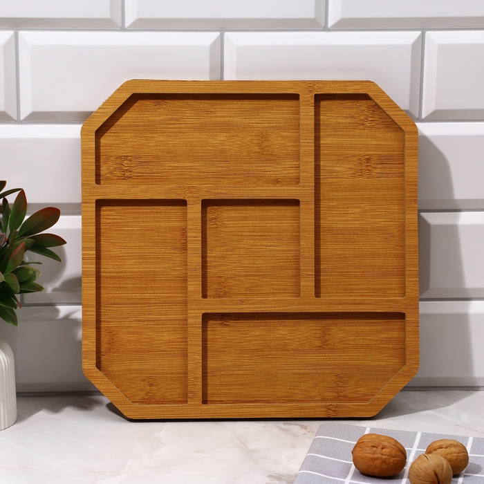 Менажница, набор 2 шт., дерево &laquo;Посуда Уют &raquo;, монстера 30х30 см., менажница 30х30 см.