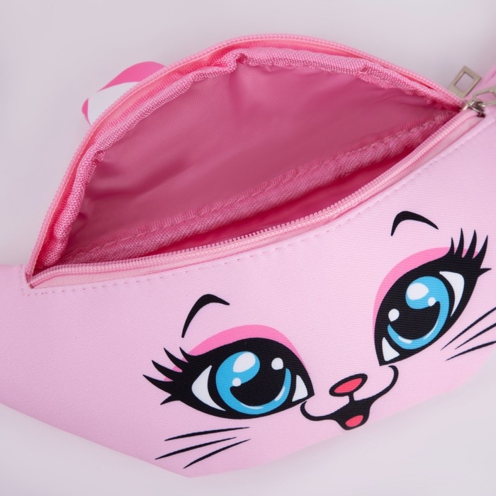 Сумка поясная детская для девочки Сумка поясная детская для девочки "Кошечка", 31 х см, отдел на молнии, цвет красный