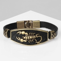 Браслет унисекс «Атлант» скорпион, цвет чёрный с чернёным золотом, 22 см Браслет унисекс «Атлант» скорпион, цвет чёрный с чернёным золотом, 22 см