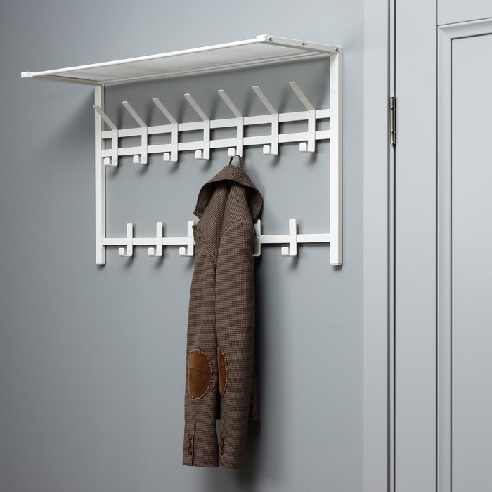Вешалка с полкой &laquo;Торонто 32&raquo;, 92,4&times;25,5&times;9,8 см, металл, цвет белый