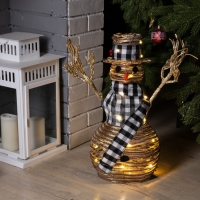 Светодиодная фигура &laquo;Снеговик&raquo; 24 &times; 50 &times; 15 см, текстиль, металл, батарейки ААх2 (не в комплекте), свечение тёплое белое