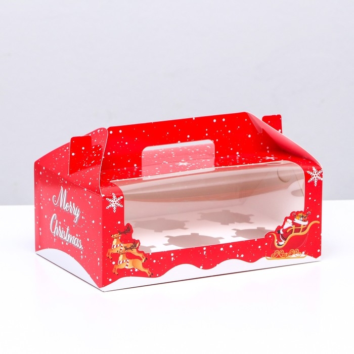 Новый год. Коробка для 6 капкейков "С Новым Годом!" 23,6 х 15 х 9 см, упаковка