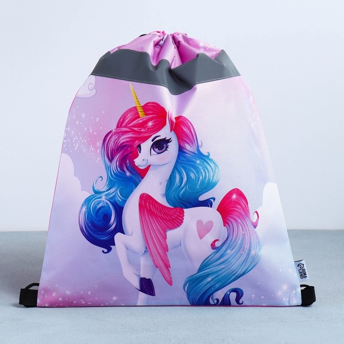 Мешок для обуви со светоотражающим элементом «Радужный единорог» 30 х 40 см Мешок для обуви со светоотражающим элементом «Радужный единорог» 30 х 40 см