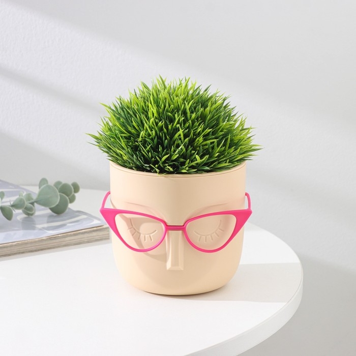 Кашпо для цветов со вставкой &laquo;Мари&raquo;, 650 мл, d=11,5 см, h=10,5 см, бежевое