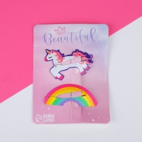 Подарочный набор для девочки &laquo;Единорог в облаках&raquo;, сумка и заколки для волос, цвет голубой/сиреневый