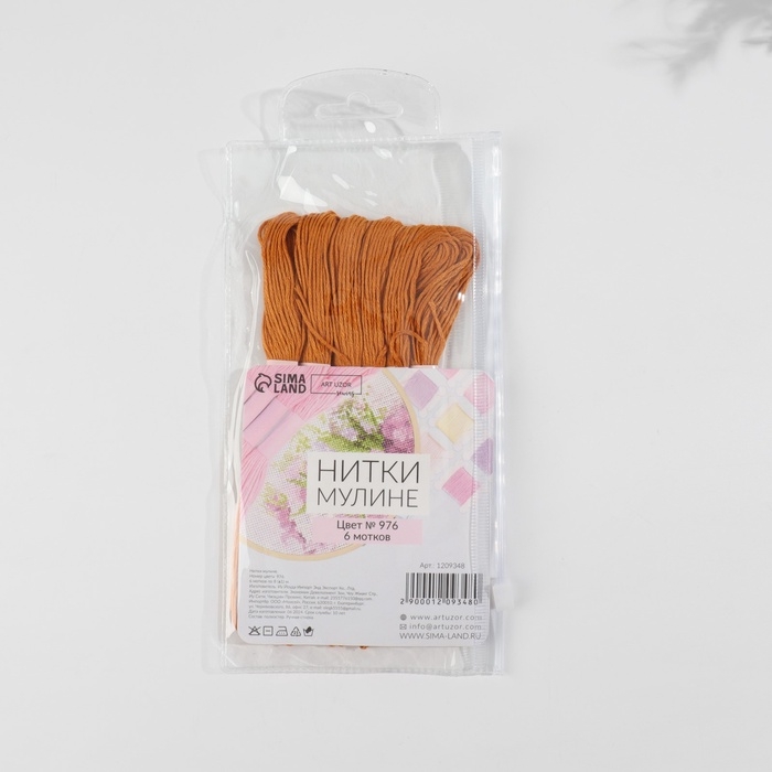 Набор ниток мулине №976, 8 ± 1 м, 6 шт, цвет золотисто-коричневый Набор ниток мулине №976, 8 ± 1 м, 6 шт, цвет золотисто-коричневый