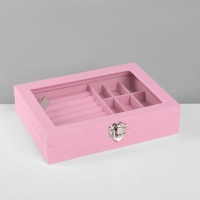 Подставка для украшений &laquo;Шкатулка&raquo;, 7 полос, 9 ячеек, 20,5&times;15&times;5 см, цвет розовый