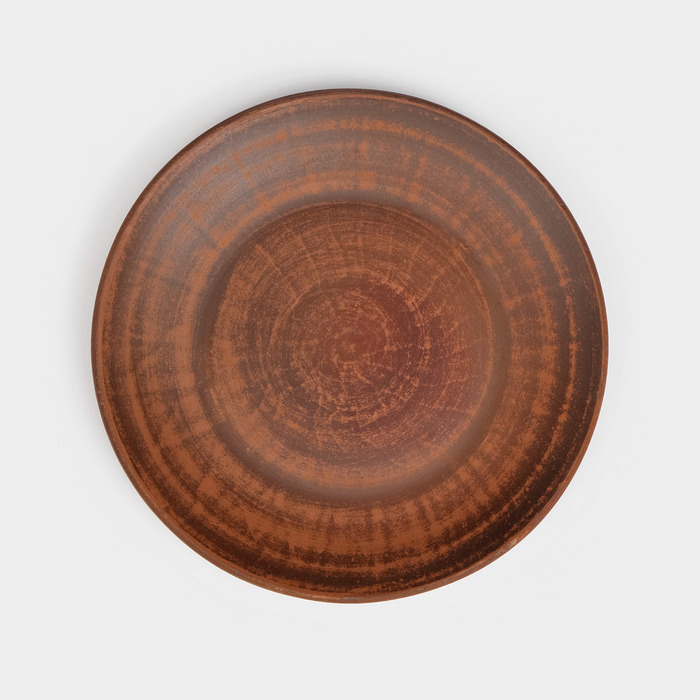 Тарелка &laquo;Пицца&raquo;, гладкая, d=21 см, красная глина