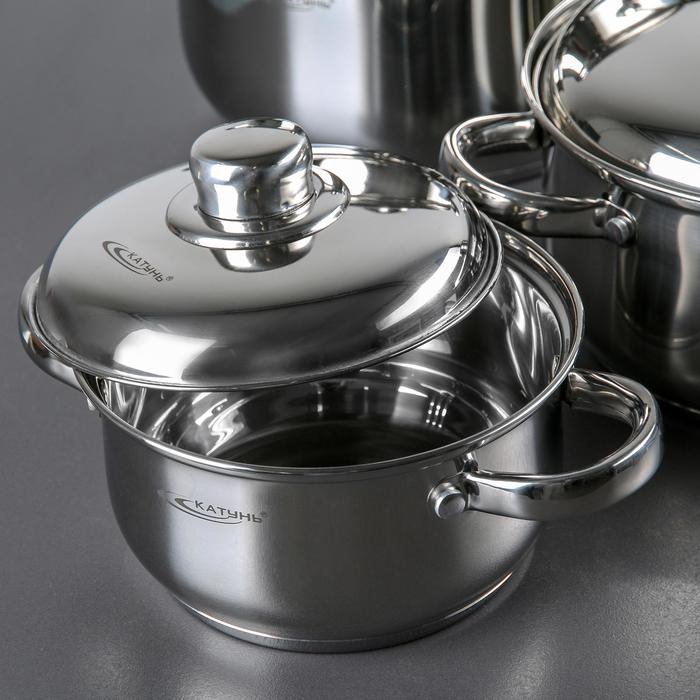 Набор кастрюль &laquo;Гретта&raquo;, 4 предмета: 1.8 л, 2.5 л, 3.4 л, 4.5 л, капсульное дно, индукция, нержавеющая сталь, AISI - 201