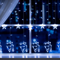 Гирлянда &laquo;Бахрома&raquo; 2.4 &times; 0.9 м с насадками &laquo;Олень&raquo;, IP20, прозрачная нить, 138 LED, свечение белое, 8 режимов, 220 В