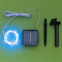 Гирлянда &laquo;Нить&raquo; 10 м роса, серебристая нить, 100 LED, свечение синее, 2 режима, солнечная батарея