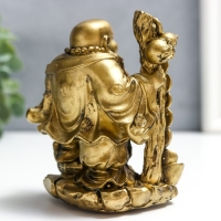 Нэцке полистоун под бронзу "Хотей с посохом, слитком, монетами, хулу " 11х6х7,5 см 281978 Нэцке полистоун под бронзу "Хотей с посохом, слитком, монетами, хулу " 11х6х7,5 см 281978