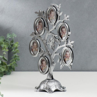 Фоторамка на 6 фото "Семейное дерево" серебро 27&times;19 см
