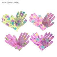Перчатки нейлоновые, с ПВХ точками, размер 8, МИКС, &laquo;Цветы&raquo;, Greengo