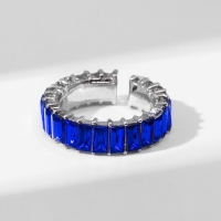 Кольцо &laquo;Тренд&raquo; параллель, цвет синий в серебре, безразмерное (от 17 размера)
