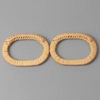 Ручки для сумок деревянные, плетёные, d = 9,8 &times; 5,9 / 13,5 &times; 9,5 см, 2 шт, цвет бежевый