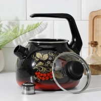 Чайник &laquo;Рябина&raquo;, 3 л, фиксированная ручка, со свистком, индукция, цвет чёрный