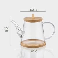 Чайник заварочный стеклянный с бамбуковой крышкой и металлическим фильтром BellaTenero &laquo;Бамбук&raquo;, 600 мл, 19&times;11,3&times;12,2 см