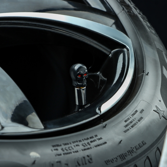 Колпачок на вентиль TORSO, "Череп", черный, набор 4 шт