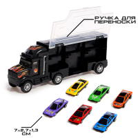 Грузовик &laquo;Перевозчик&raquo;, 6 металлических машин в комплекте + игра