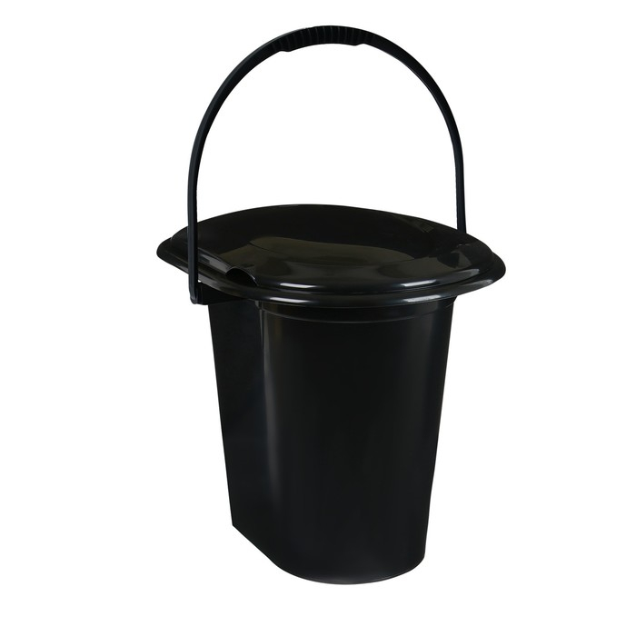 Ведро-туалет, h = 39 см, 17 л, съёмный стульчак, чёрное Ведро-туалет, h = 39 см, 17 л, съёмный стульчак, чёрное