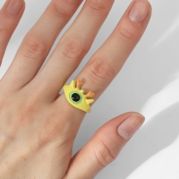 Кольцо &laquo;Монстрик&raquo; оленьи рожки, цвет зелёный, безразмерное