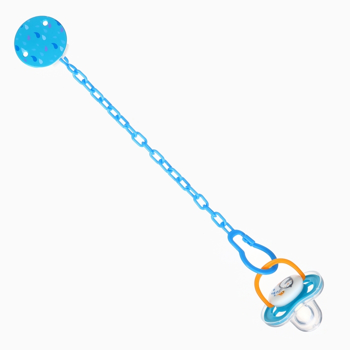 Набор: Соска - пустышка с держателем &laquo;Пингвин&raquo;, анатомическая +6 мес, цвет голубой