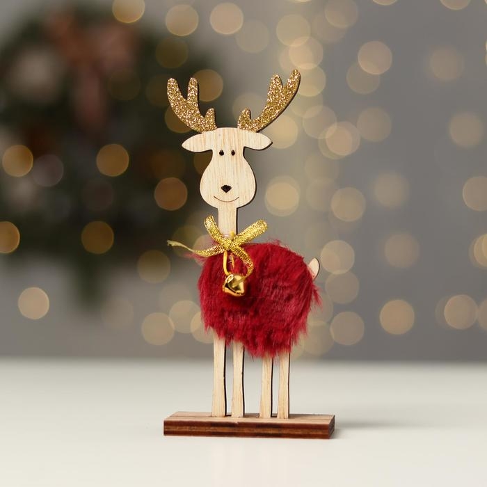 Новогодний декор «Олень с колокольчиком» 7×4×15,5 см, красный Новогодний декор «Олень с колокольчиком» 7×4×15,5 см, красный