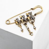 Булавка &laquo;Кошачье семейство&raquo;, 7 см, цвет белый в чернёном золоте