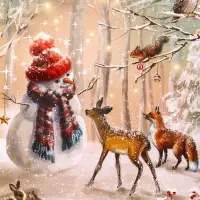 Пакет подарочный новогодний ламинированный, &laquo;Встреча друзей &raquo; , 18&times;10&times;22.3 см