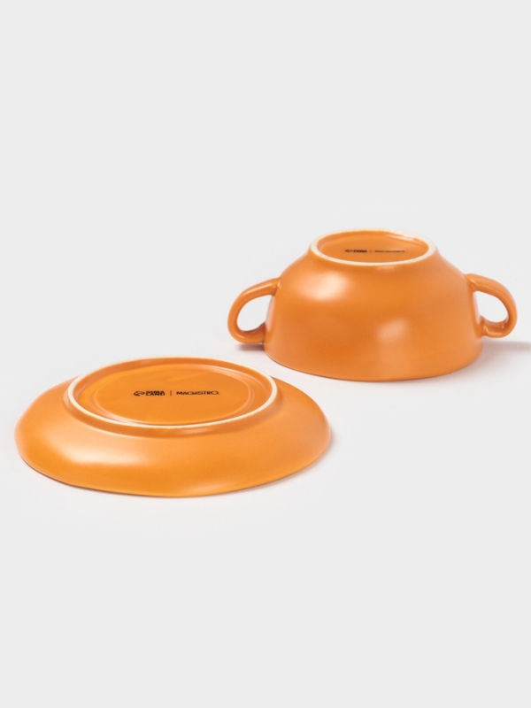Бульонница Magistro "Potter" 255мл 15х2,5 цвет оранжевый с блюдцем