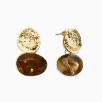 Серьги акрил "Хиты сезона", галтовка, цвет коричневый в золоте