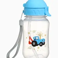 Поильник-непроливайка с трубочкой, 270 мл, Синий трактор