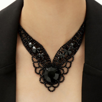 Набор 2 предмета: серьги, колье &laquo;Вернисаж&raquo; круг ажурный, цвет чёрный, 35 см