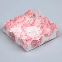 Коробка для печенья, кондитерская упаковка с пластиковой крышкой, Present, 10.5 х 10.5 х 3 см