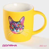 Кружка фарфоровая Доляна &laquo;Котик&raquo;, 350 мл