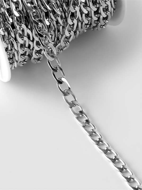 Цепочка алюминий плоская 11*6,5мм 10&plusmn;0,5м серебряный АУ