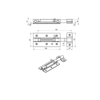 Задвижка дверная ЗД-09, покрытие полимер, бронзовая