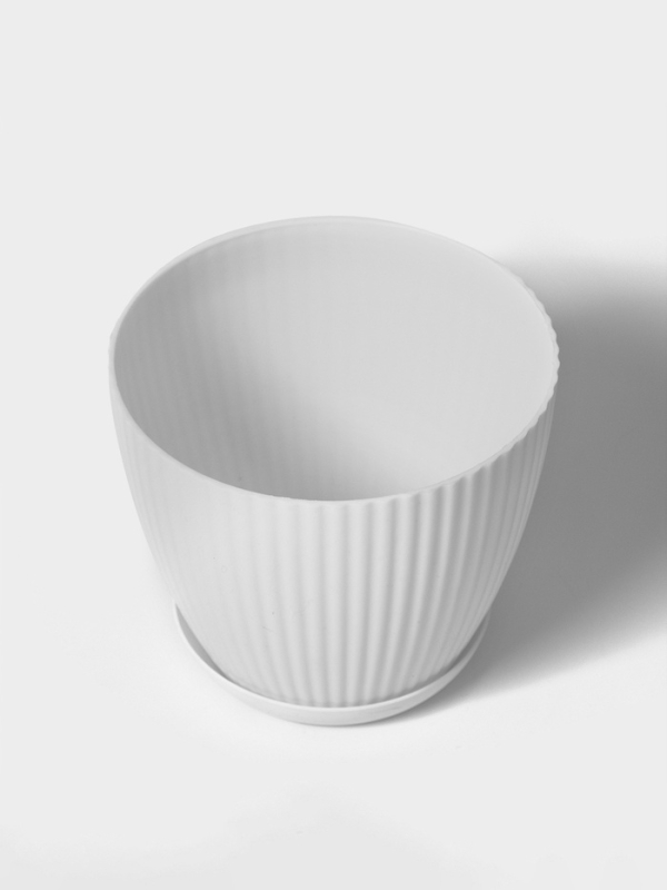 Горшок круглый Горшок круглый "Ribbed" 15х15х13 см, цвет белый