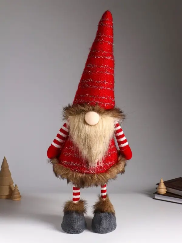 Кукла интерьерная "Гном в красных гетрах и кафтане" на пружине 20х18х55 см