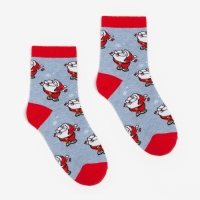 Носки женские новогодние &laquo;Дед Мороз&raquo;, цвет светло-голубой, размер 23-25