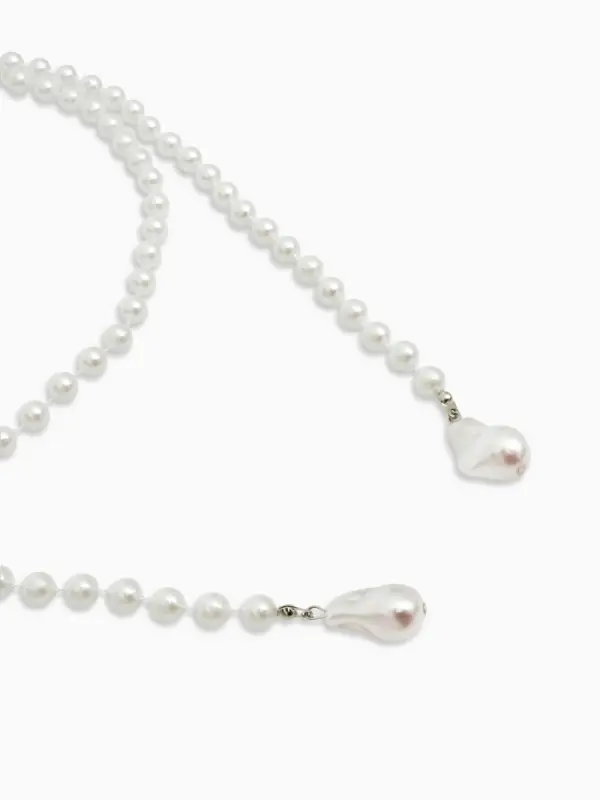 Бусы "Нить жемчуга" №8 с подвесами, L=120см, цвет белый в серебре