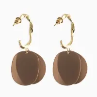 Серьги "Лепесточки на кольце", цвет коричневый в золоте