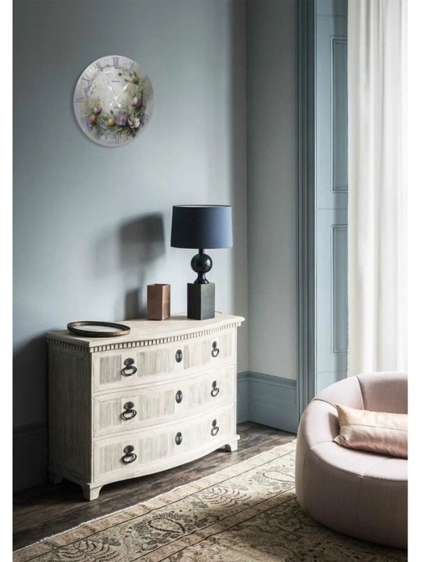 Часы настенные "Fiori", прованс, интерьерные, плавный ход, d-33,5 см, цветочный дизайн