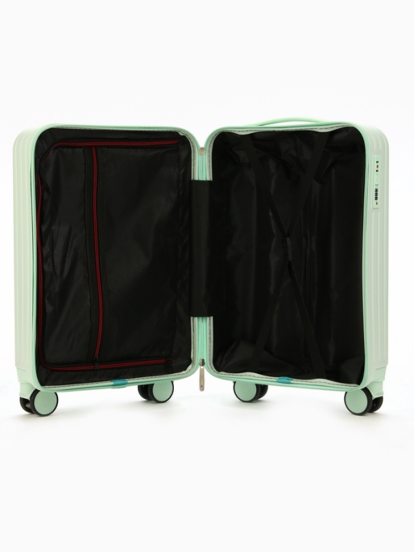 Чемодан 20", PС, 34*22*56, отд на молнии, код замок, 4 колеса, св. зеленый