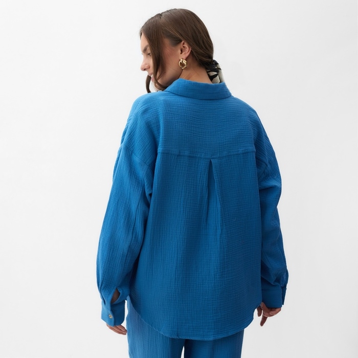 Рубашка женская оверсайз MIST Muslin размер L, цв.синий